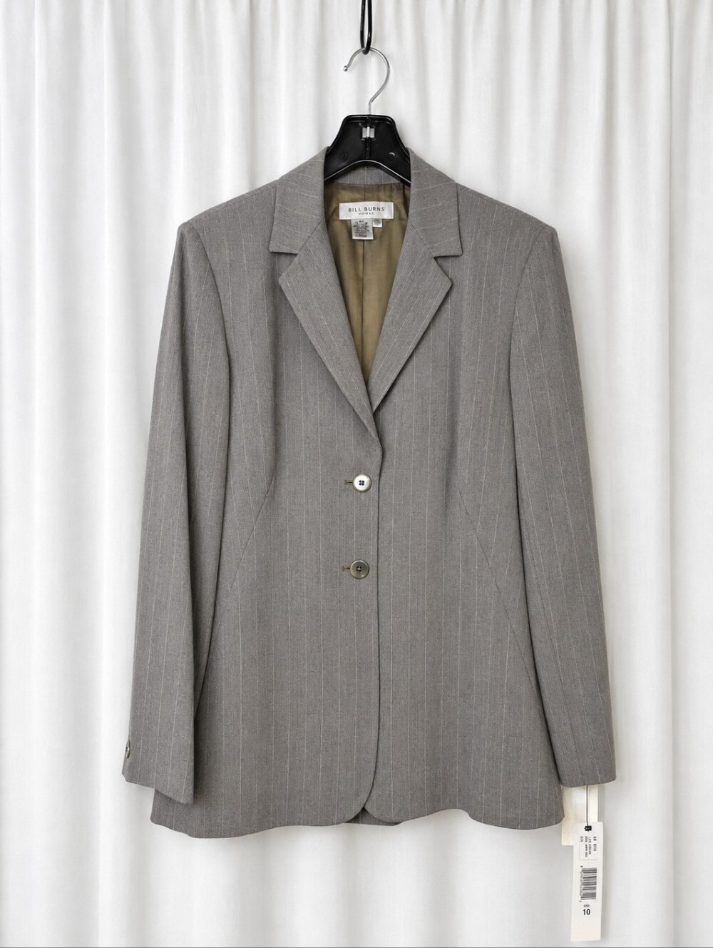 Vintage Bill Burns Signature Moss Tonal Stripe Silk Blend Classic Career Blazer